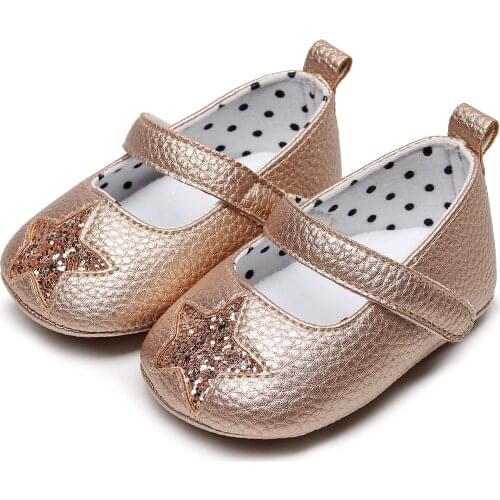 Baby 0-18M Newborn Infant Baby Girls Moccasins Shoes Rubber Sole Pu Leather Birthday Party Shoes Soft Crib Shoes