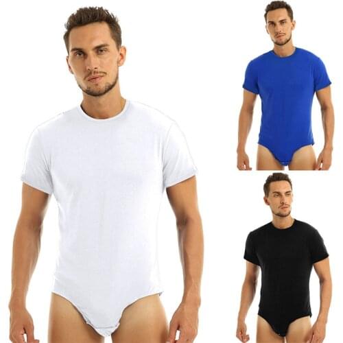 Men Undershirts Sleepwear Shorts Sleeve Zipper Bodysuit Thongs Bodybuilding Casual Body Tops Jumpsuit Plus Size Underwear Romper
