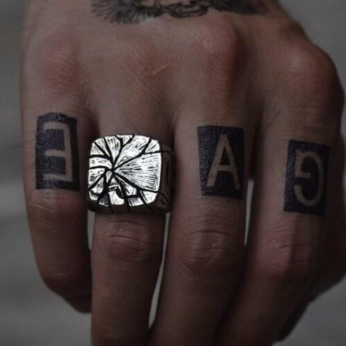 Valily Vintage Punk Rock Mens Ring Stainless Steel Crack Legal Personality Individuality Signet Ring For Men Fathers Day Gifts