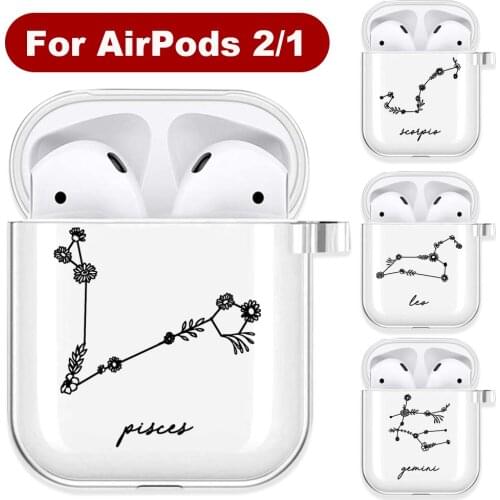 Fashion 12 Flower Constellations Airpods Case Soft Transparent Bluetooth Headphone Protective Case for Airpods1/2 Soft Cover