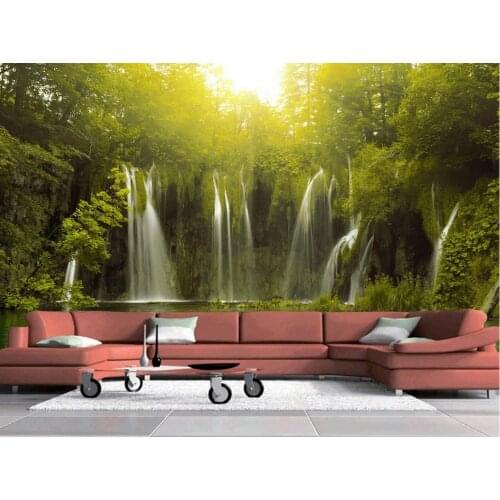 3d wallpaper nature Forest landscape Waterfall Lake Wall Decoration Custom photo wallpaper 3D stereoscopic