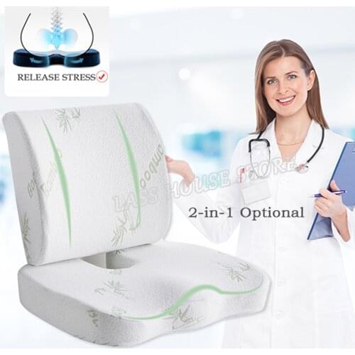 Orthopedic Hemorrhoid Seat Cushion Memory Foam Car Seat Cushion Set Slow Rebound Office Chair Waist Support Coccyx Pain Relief