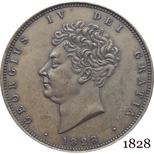 United Kingdom 1828 George IV 1/2 Half Crown BRITANNIARUM Copy Coin Cupronickel Silver Plated Replica Coins