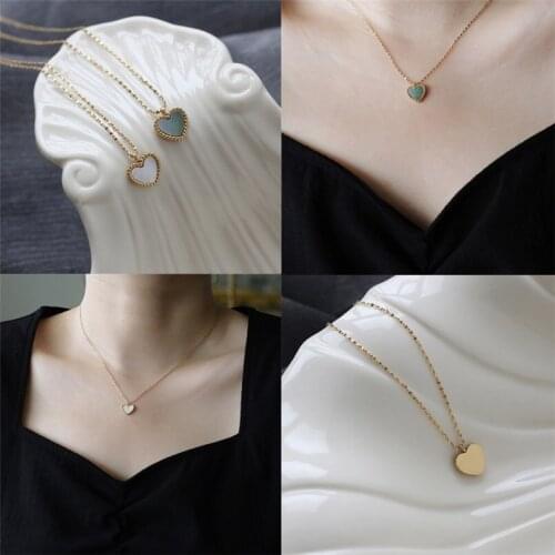 Simplicity Titanium Steel Love Grey Shell And White Shell Clavicle Chain Necklace Pendants Gold Long Necklace For Women Jewelry