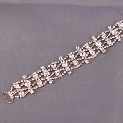 Rose Gold Extraordinary Design Handmade Rhinestone wedding belt Crystal Bridal Belt for Women Dress Decoration