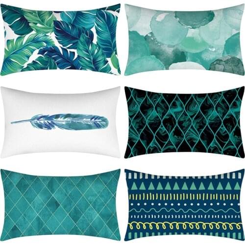 Teal Blue Pillow Covers Decorative 30X50 Geometric Cushion Cover Polyester Sofa Throw Pillows Nordic Pillow Decor Home