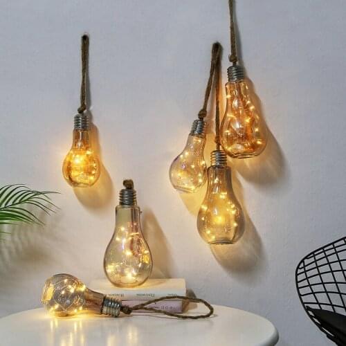 Nordic creative small light bulb with hemp rope modern simple bedroom pendant fashion practical home decoration accessories