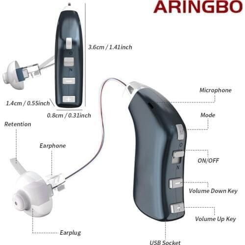 BTE Hearing Aids Sound Amplifier Rechargeable Mini Digital Invisible Deaf-Aid Behind The Ear Aid for Aged Health Care audifonos