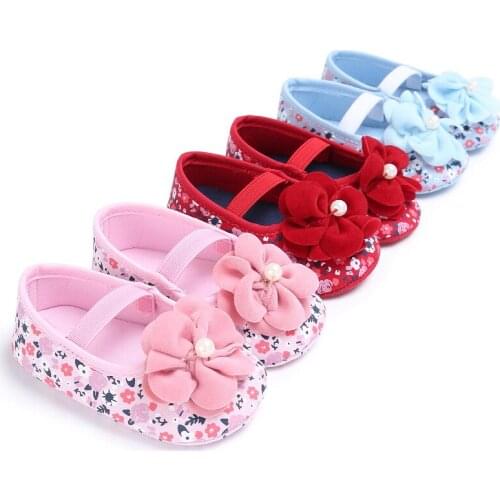 Spring and Autumn female baby 0-1 flower princess shoes soft bottom shoes non-slip baby toddler shoes