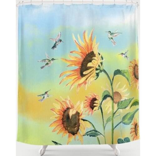Sunflower Hummingbird Shower Curtain Waterproof Bathroom Decorations Polyester Bathroom Shower Curtain