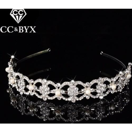 Chic Accessories High Quality Simulated Pearl And Crystal Tiaras Crowns for Women Wedding Jewelry for Brides Fashion Bijoux F023