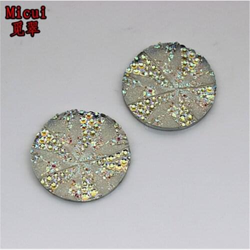Micui 30pcs 30mm AB Clear Round Rhinestone Resin Rhinestones Flatback Stone For Clothes Dress Crafts Garment decoration ZZ505