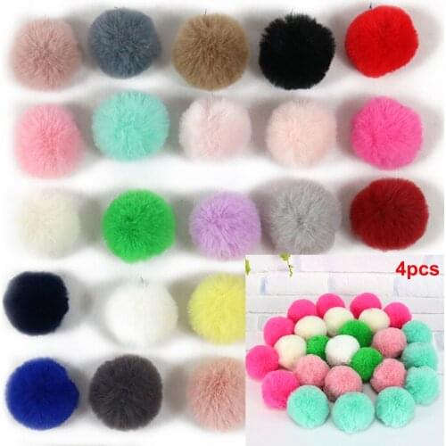 4pcs/set 5cm Faux Fox Pom Pom Ball Ball Pom Accessory For Keychain Beanie Xmas DIY Key Ring Dolls Accessories