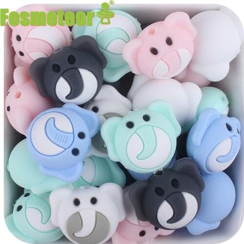 Fosmeteor 5pcs BPA Free Elephant Baby Teething Beads Cute Silicone Beads For Food Grade Infant Nursing Teether Toy Accessories