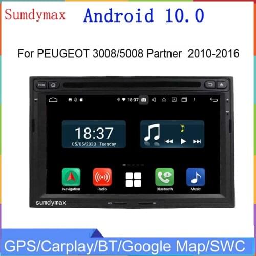 7inch android 10 car dvd player for 3008 5008 PG Partner 2010-2016 car multimedia player audio stereo gps navigaiton 4+64G