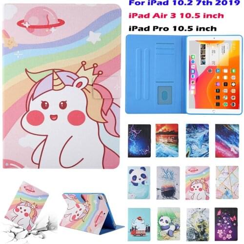 Case For iPad 7th 10.2 inch iPad Air 3 Pro 10.5 Cover Protective PU Leather Stand Flip Magnet Smart Soft Funda Case Anti-Dust