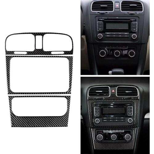 Carbon Fiber Console Air Outlet CD Panel Decorative Cover Trim For Volkswagen for VW for Golf 6 MK6 GTI 2008-2012