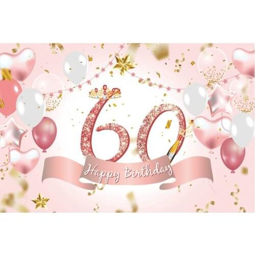 Happy 60th Birthday Golden Star Backdrop Photography Background Photo Booth Studio Decor