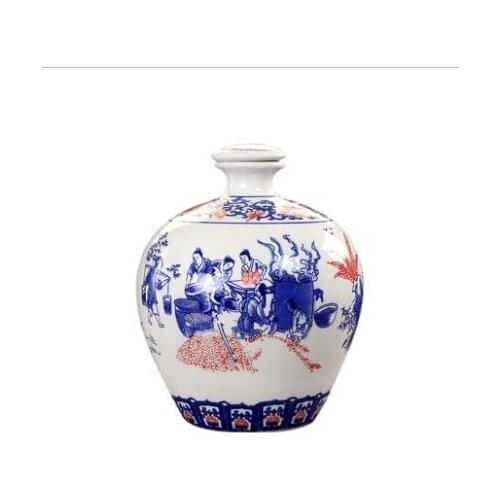 Figure sealed canister to wine Store it ceramic bottle White wine with five catties medicine wine brewed wine jar