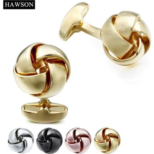 HAWSON Mens French Shirt Jewelry Cufflinks Polished Metal Cuff Links Knot Twist Cuff Button Lawyer Grooms Gift