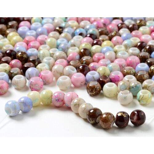 IYOE 50pcs/Lot 8x10mm Flower Beads Big Hole Gold Line Spacer Beads For Jewelry Making Keychain Necklace Bracelet DIY Ornaments