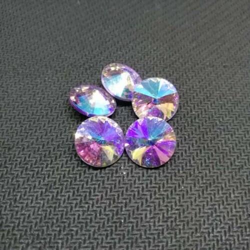 Crystal violet AB Satellite Round Crystal Glass Sewing Rhinestones Pointback DIY Wedding Dress and Bag 8mm 10mm 12mm 14mm