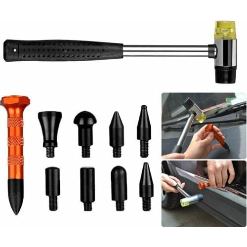 Paintless Dent Ding Hammer Tap Down Kits Paintless Dent Repair Aluminum Dent Hail Hammer With 8 Pcs POM Heads