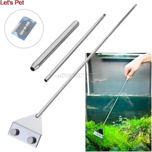 Stainless Steel Aquarium Fish Tank Algae Razor Scraper Blade Aquatic Water Live Plant Grass Cleaning Multi-Tool Cleaner Kit Set