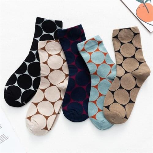 Socks Woman Dot Print Autumn Funny Cute Casual Korean Harajuku Kawaii Female WomenS Socks Girl Fashion Warm sokken Soft