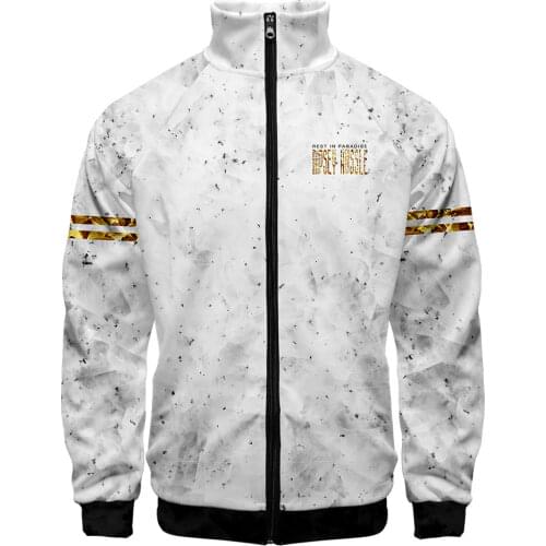 New Nipsey Hussle Jacket Men Zipper Streetwear 3D Print Clothes Hip Hop Jackets Casual Collar Jacket Stand Collar Fashion