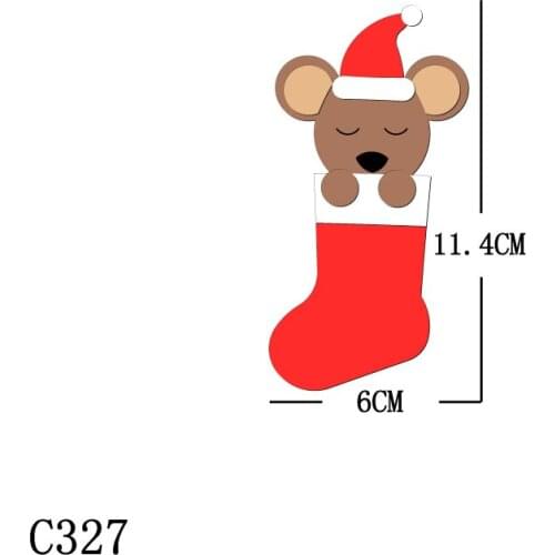 New Christmas Mouse socks Wooden die Scrapbooking C327 Cutting Dies Multiple sizes