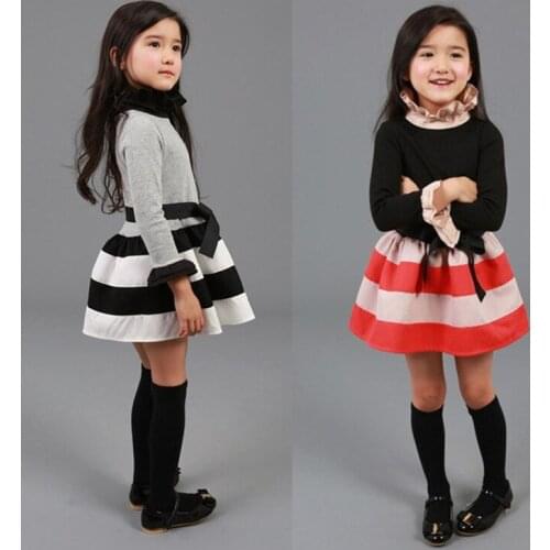2020 Children New Arrival Girl Stripe Princess Dress Long Sleeve Spring Girls Dress Cute Tutu Dress For Baby