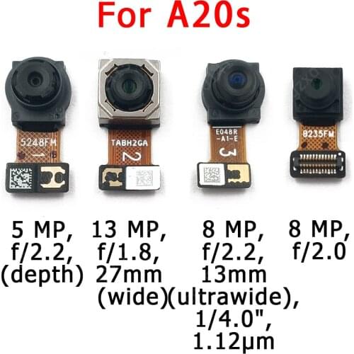 Original Front Rear Back Camera For Samsung Galaxy A20s Main Facing Camera Module Flex Cable Replacement Spare Parts