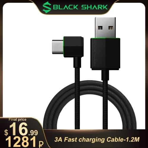 Original Black Shark Right Angle USB Type C Cable For Samsung S20 S10 Plus 3A Fast charging Cable For Xiaomi Mi 10 9 8