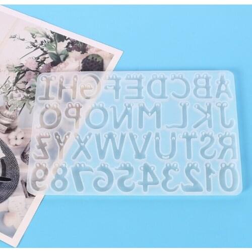 Cartoon Smile Face Alphabet Crystal Epoxy Resin Mold English Letters Number Pendant Casting Silicone Mould DIY Crafts
