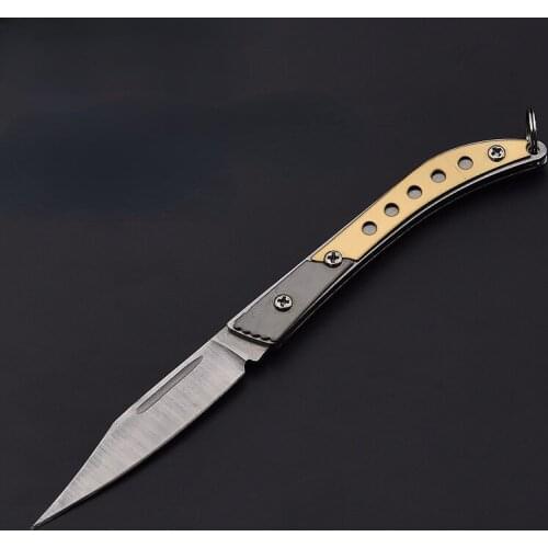 Portable Folding Knife, Outdoor Protective Knife With Hanging Paring Knife, Copper Color Fruit Knife Kitchen Accessories