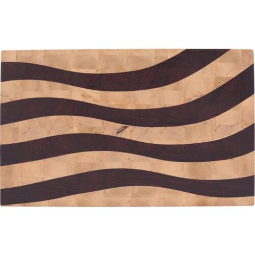 Magenta Wood End Grain Cutting Board Paduk Wenge Sharp Sea Wavy Continuous Pattern