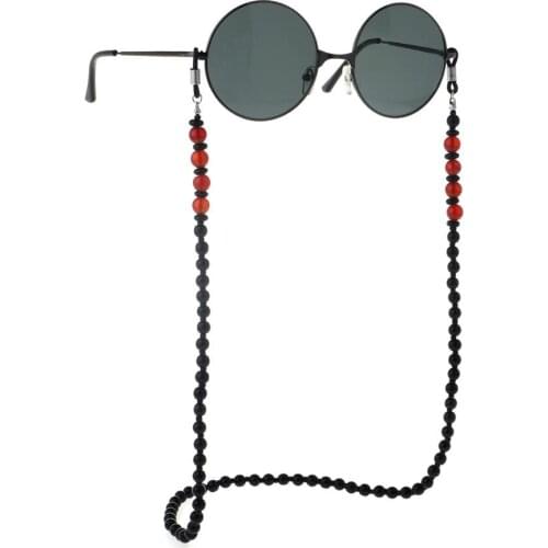 JGL0036 2020 design popular black beads glasses chain retro natural stone fashion glasses chain Europe charm couple jewelry