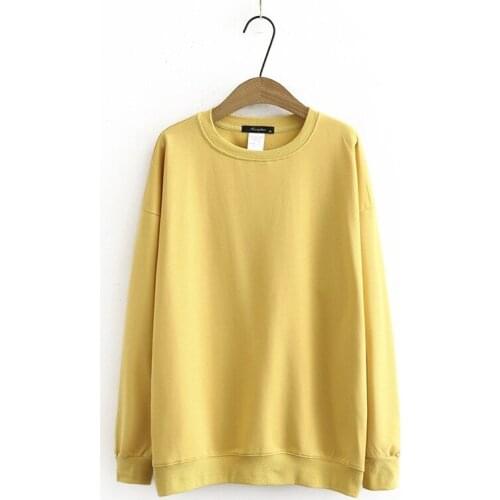 Plus Size XL-4XL Womens Solid Hoodies Long Sleeved Casual Round Neck Pullovers Spring Autumn New Outerwear