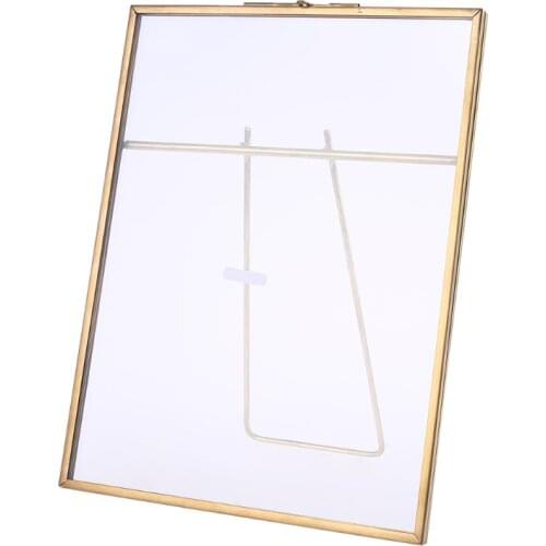 Gold Floating Metal Glass Photo Frame Desktop Wedding Pictures Portrait Display Holder Home Office Decoration Freestanding