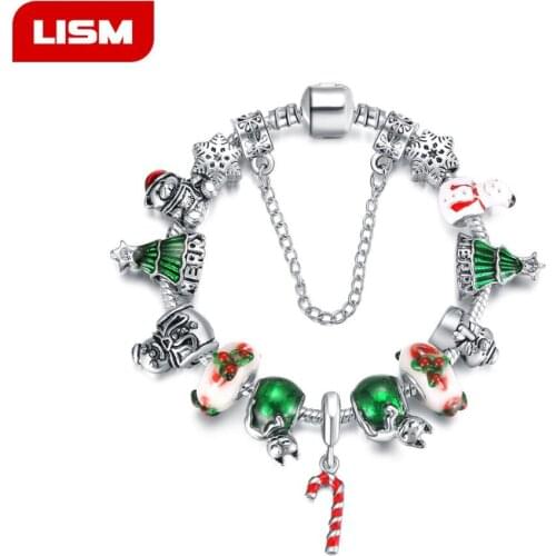 2019 Snowflake Charm Bracelet For Women DIY Crystal Beads fit Pa Bracelets & Bangles Jewelry Christmas Gift