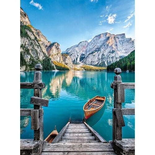 DIY 5D Diamond Lake Mountain Landscape Painting Cross Stitch Kit Mosaic Art Painting Rhinestone Embroidery Decorative Painting