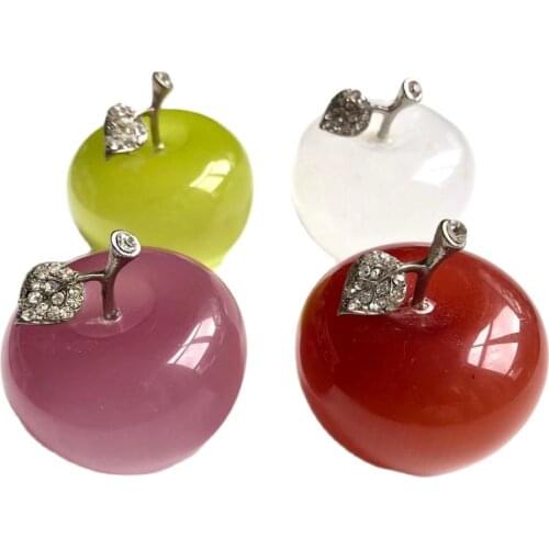Healing crystals reiki apple craft natural cat eye stones carved for wicca decoration gift