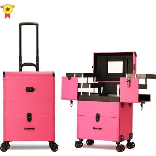 Nail tattoo trolley case Cosmetic case bags suitcase For Makeup Women multi-layer large-capacity Beauty Luggage Box with wheels