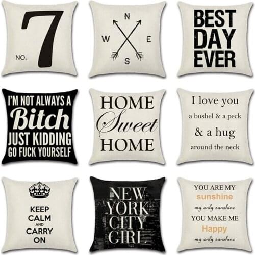 Black White Letter Cushion Cover Home Decorative Pillow Case Sofa Car Cojines Wave Geomertic Pillows CoverHome Decoration Home
