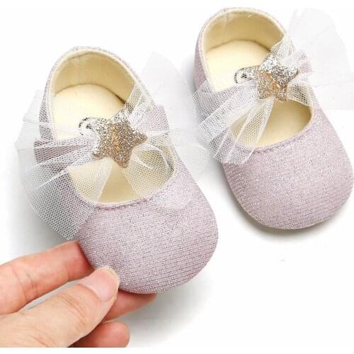 Baby Shoes Baby Girls Princess Sequin Chiffon Bow Soft Shoes Soft Comfortable Bottom Non-slip Fashion Shoes Crib Shoes Footwear