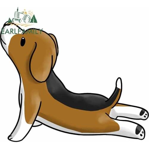 EARLFAMILY 13cm x 10.8cm For Beagle Yoga Pose Dog Creative Car Sticker Waterproof Decal Car Accessories Windshield Decoration