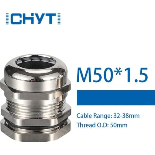 PG42 M50x1.5 Waterproof Zinc Alloy Nickel Plated Sealing Cable Gland 1piece Cable Entry IP68 For 32-38mm Metal Connector