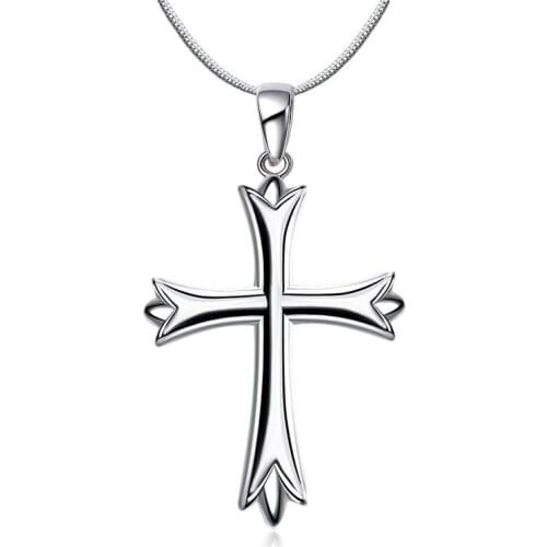 Hot Silver color cross charm pendant necklace simple jewelry beautiful Christmas gift top quality global hot