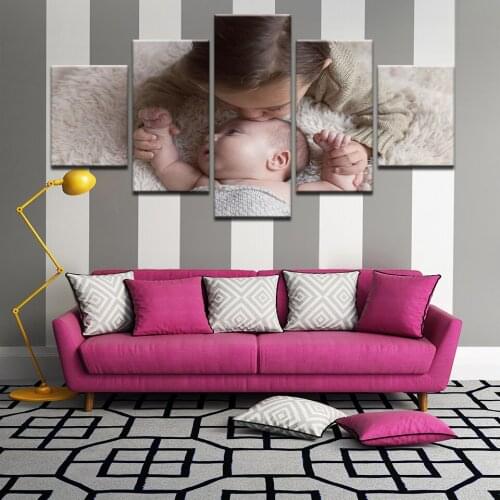 HD Prints Poster Home Decor Wall Art Framework 5 Piece Lovely Little Painting Canvas Little Girls Baby And Borther Pictures